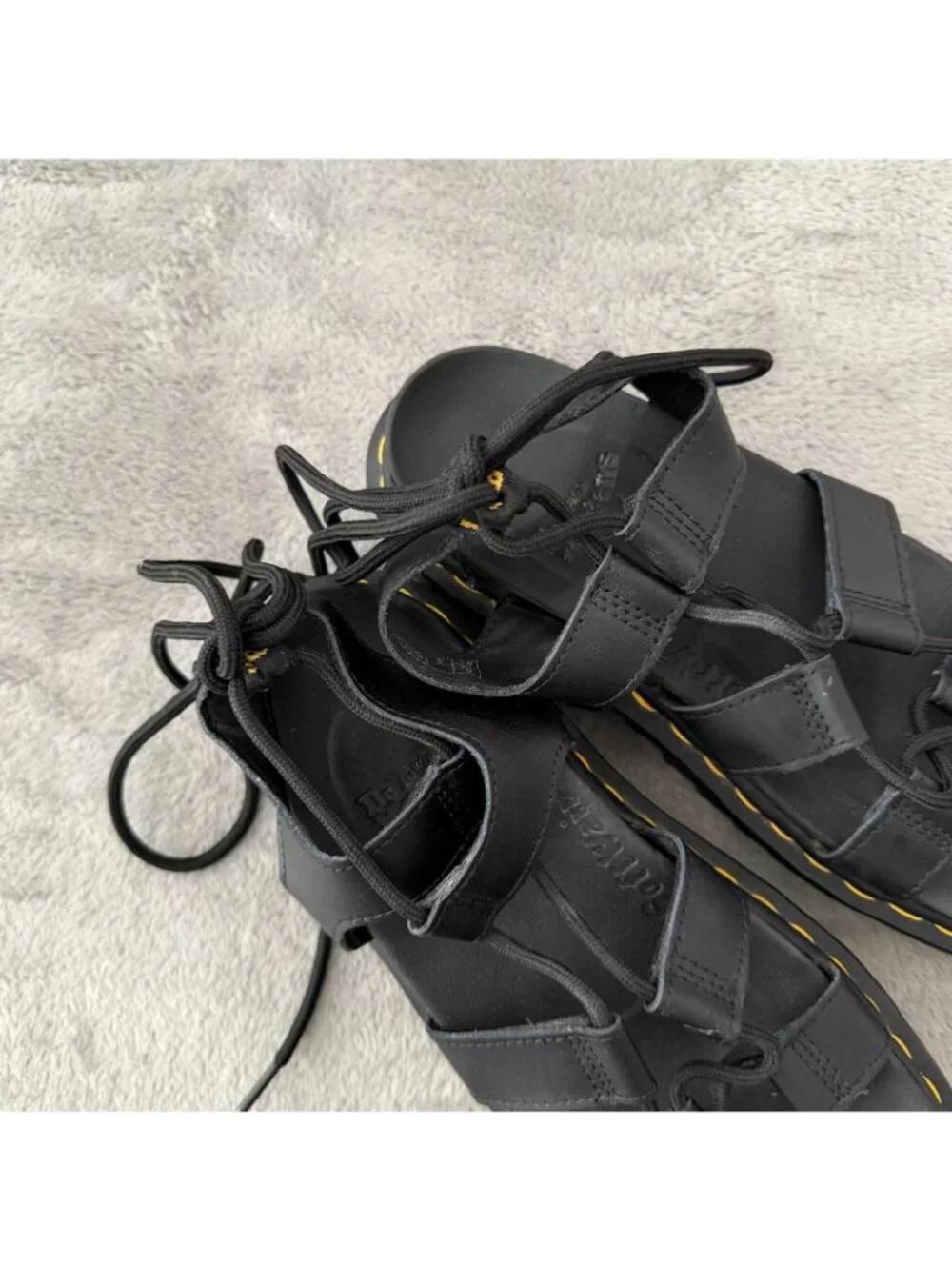 Dr Martens Nartilla Platform Gladiator Leather Sandals Womens 8 Shoes Black